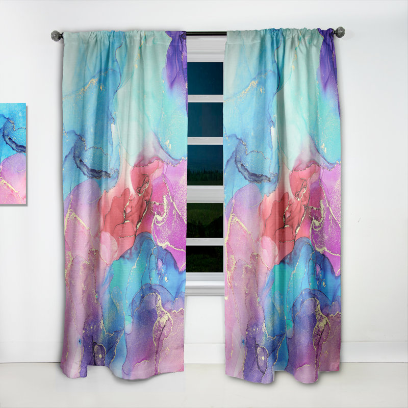 Paire de rideaux semi-transparents avec passe-tringle Fluid Art V