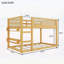 Lit superposé simple au-dessus d'un lit simple avec tablettes de rangement, lit superposé bas avec garde-corps en rotin, coffre-fort et élégant pour les enfants-133491251