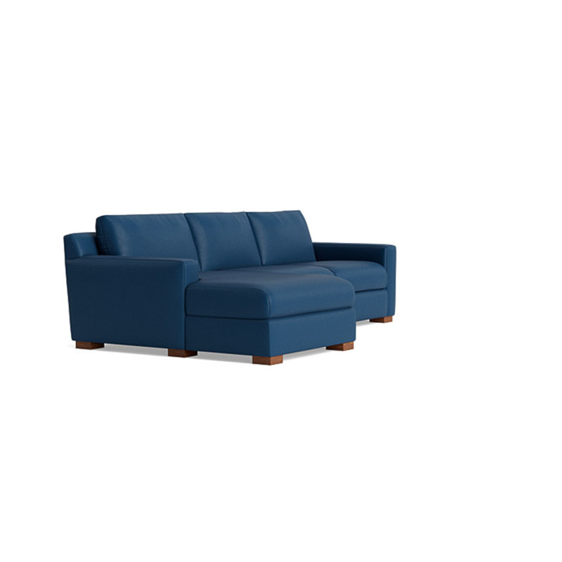 Catalina Chaise Sectional, Left Hand Facing, Leather - Deep Blue