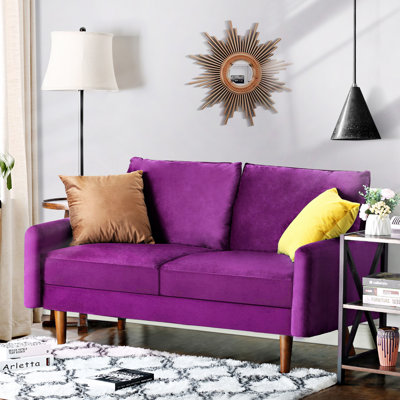 Hessville Sofa 57.8" Velvet Round Arm Apartment Loveseat