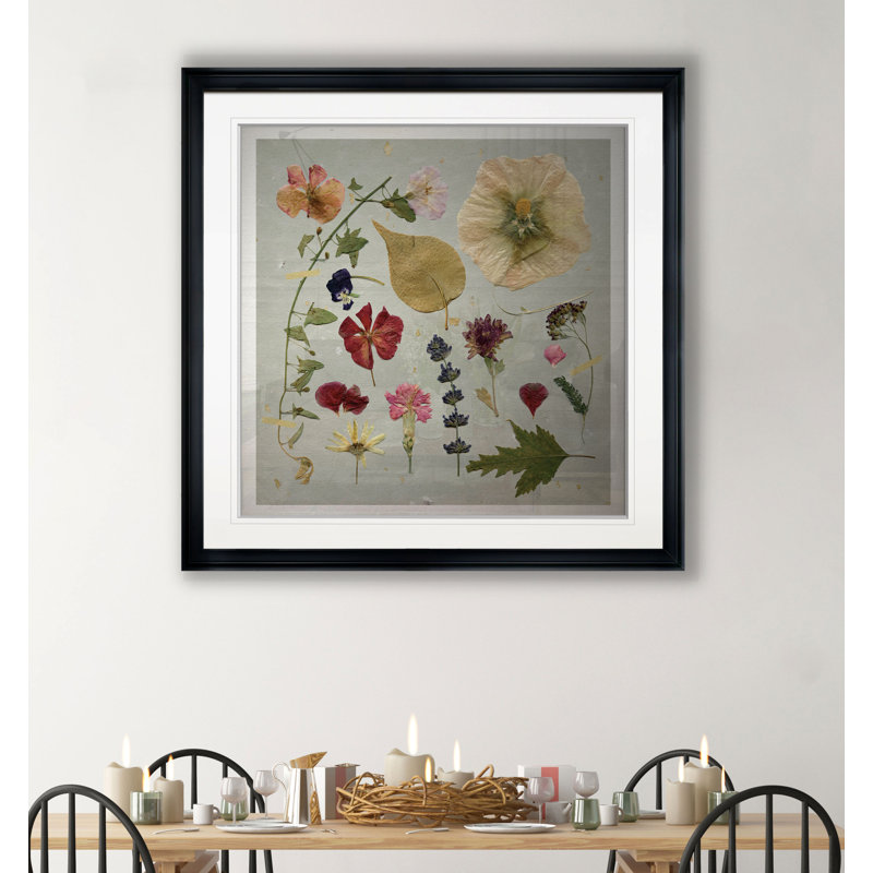 Pressed Assortment I - Matted and Framed Under Acrylic Glass, Large Living Room Wall Art, 30.5" H x 30.5" W x 1.5" D