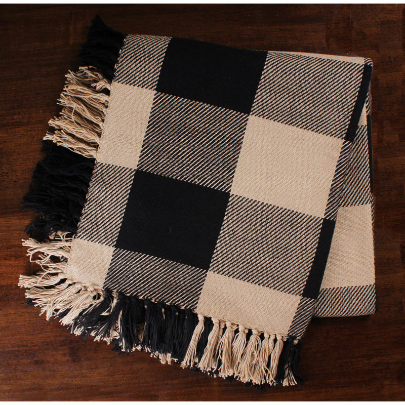 Jacquard Trenton afghan, Noir / muscade