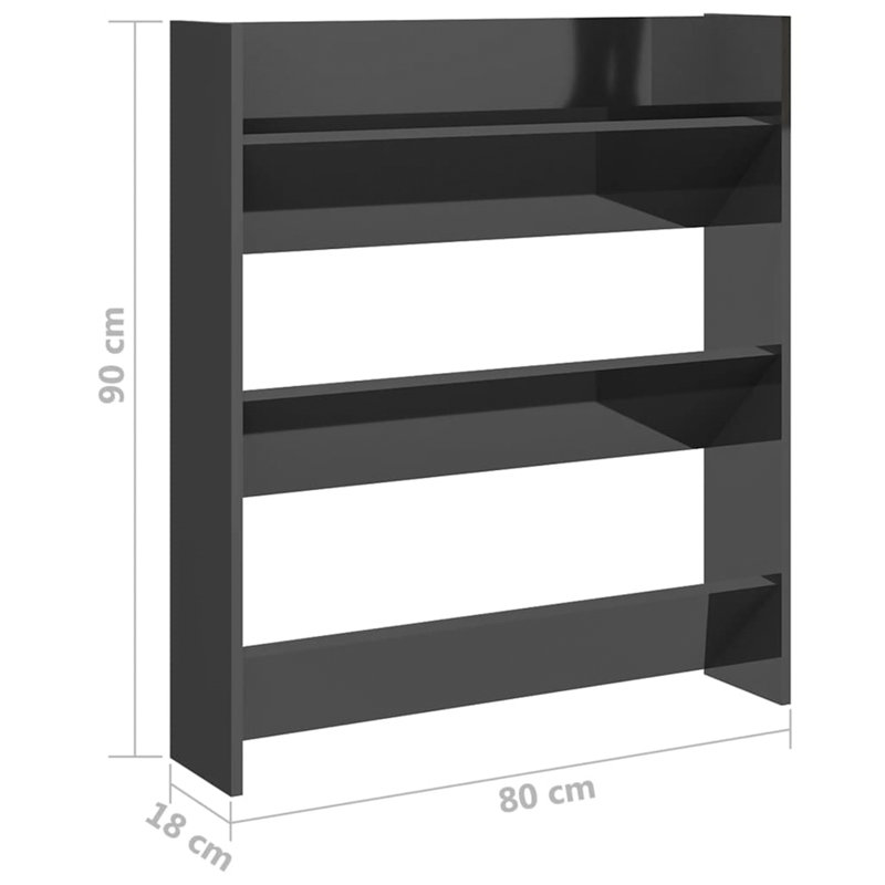 9 Pair Flip Down Shoe Storage, High Gloss Grey, 90 cm H x 80 cm W x 18 cm D