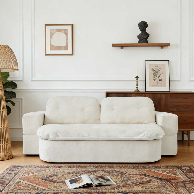 Canapé moderne avec 2 coussins, Beige