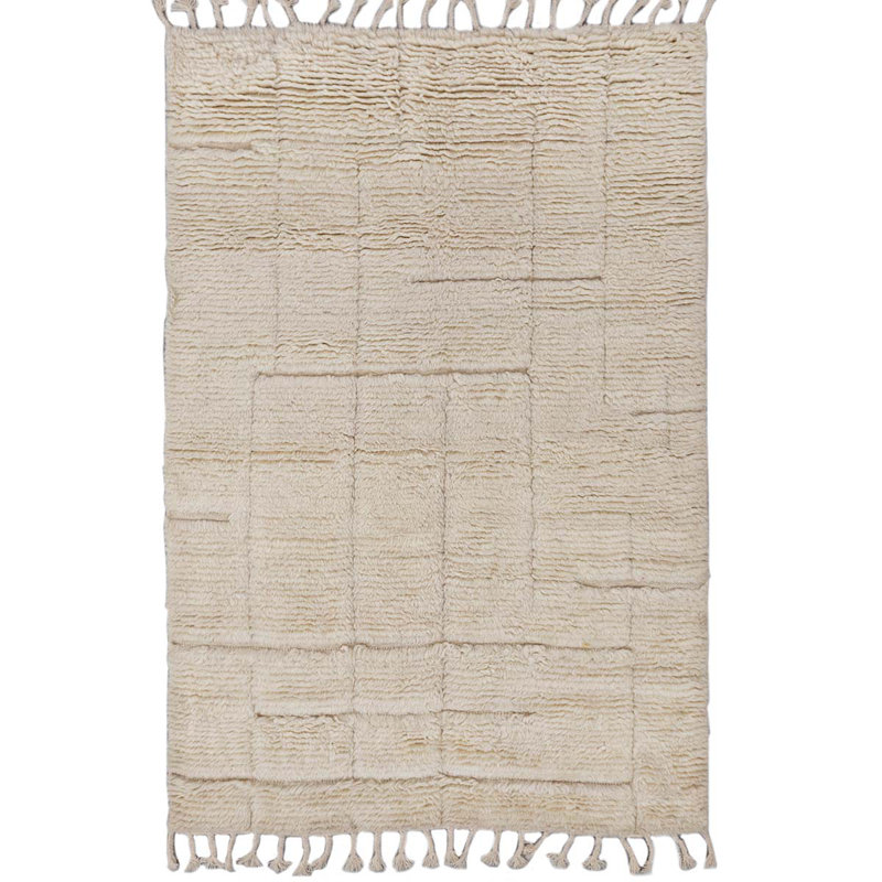 Wool Area Rug in Cream, Rectangle 8' x 10'