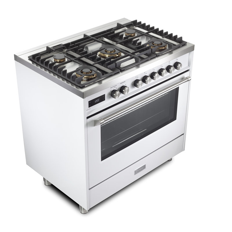 Verona Ultima 36" 5 Burner Single Dual Fuel Range, White