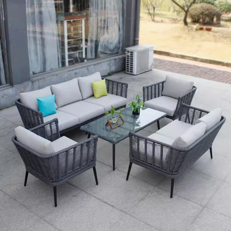 Nafne Modern Simple Outdoor Durable Sponge Sofa Sets, Dark Gray