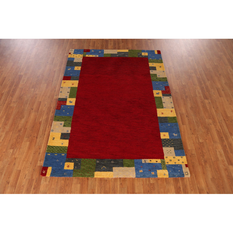 Red Wool Gabbeh Indian Area Rug 5x8