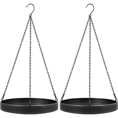 Cintres pour plantes d'intérieur et d'extérieur, paniers à fleurs suspendus pour plantes d'intérieur d'extérieur, plateau pour plantes à suspendre, support à plantes pour fenêtre en métal, tablette à plantes suspendue noire, paquet de 2