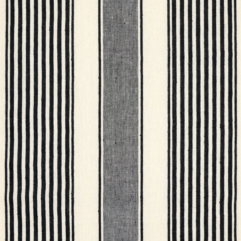 Summerville Linen Stripe Fabric, Black
