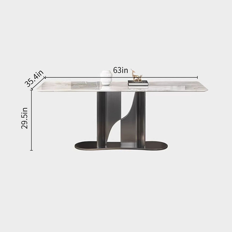 Light Luxury Marble Rectangular Dining Tables, 29.5"H x 63"L x 35.4"W