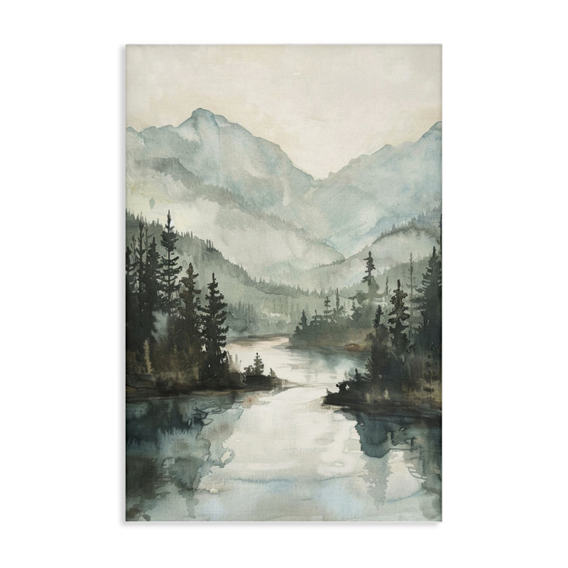  Art mural sur toile Mountain River View par LSR Design Studio, H 45 po x l 30 po