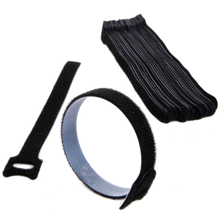 30pc Hook and Loop Cable Ties - Reusable Cord Management - Organize Messy Cables, Cords, and Wires (Set of 30) Newton Supply Color: Black 1AGSN089
