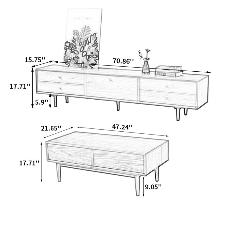 Cherry TV Stand and Coffee Table Set