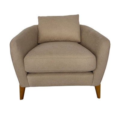 Fauteuil de lecture beige, fauteuil d'appoint moderne avec coussin de dossier, une place pour le bureau, structure en pin, revêtement, assise mi-molle, style simple et élégant, convient à la maison, style décontracté en bois, faible encombrement.