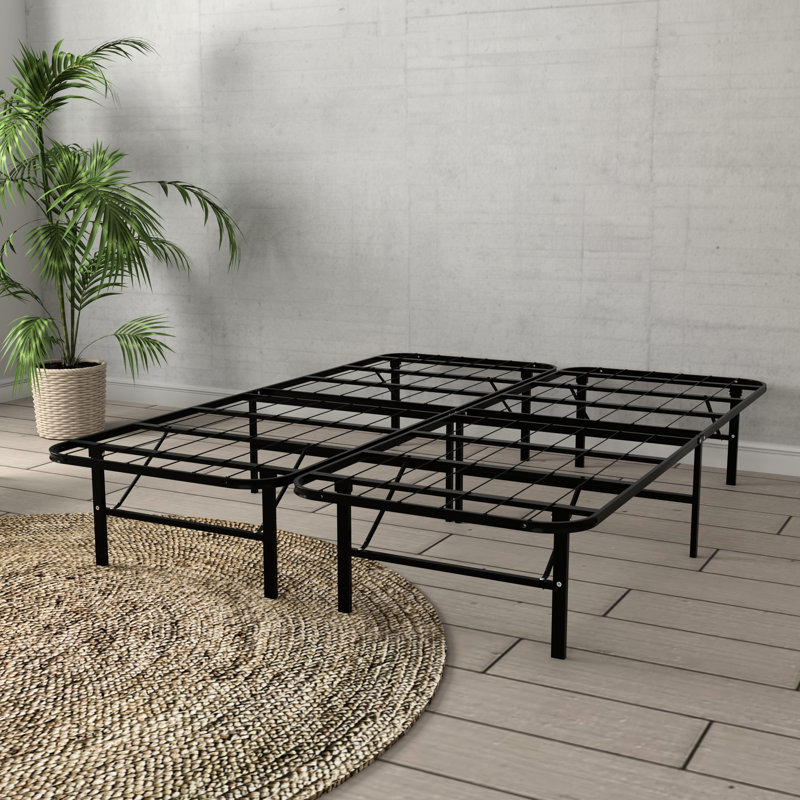 Black Steel King Platform Bed, 14 - Inch High With Improved Airflow, No Box Spring Required, 2000 Pound Load Capacity Heavy Duty Foundation, Elevated, Needed, Capacity, Tool Assembly In Minutes