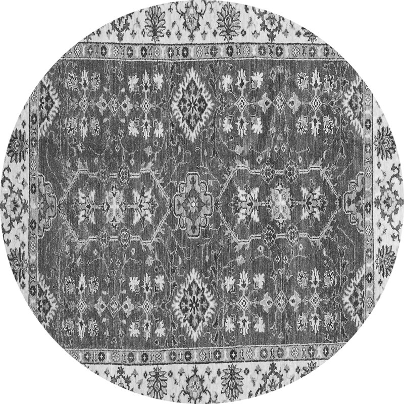 Tapis oriental gris tissé à la machine, Rond 7 pi