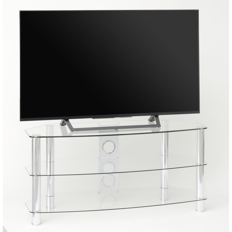 Mayaguana Unfinished TV Stand for TVs up to 43", Chrome / Clear, 51”H x 105”L x 40”W