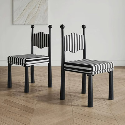 Black Solid back side Chair(Set of 2)