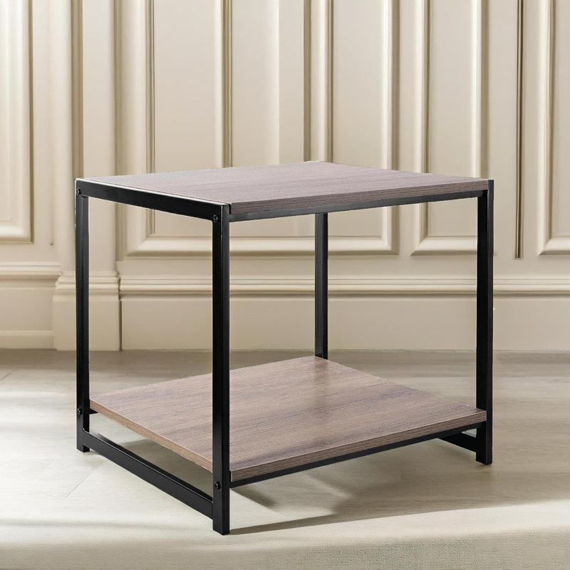 Rustic Rectangle Side Table with Storage, End Accent Tables, Living Room Furniture