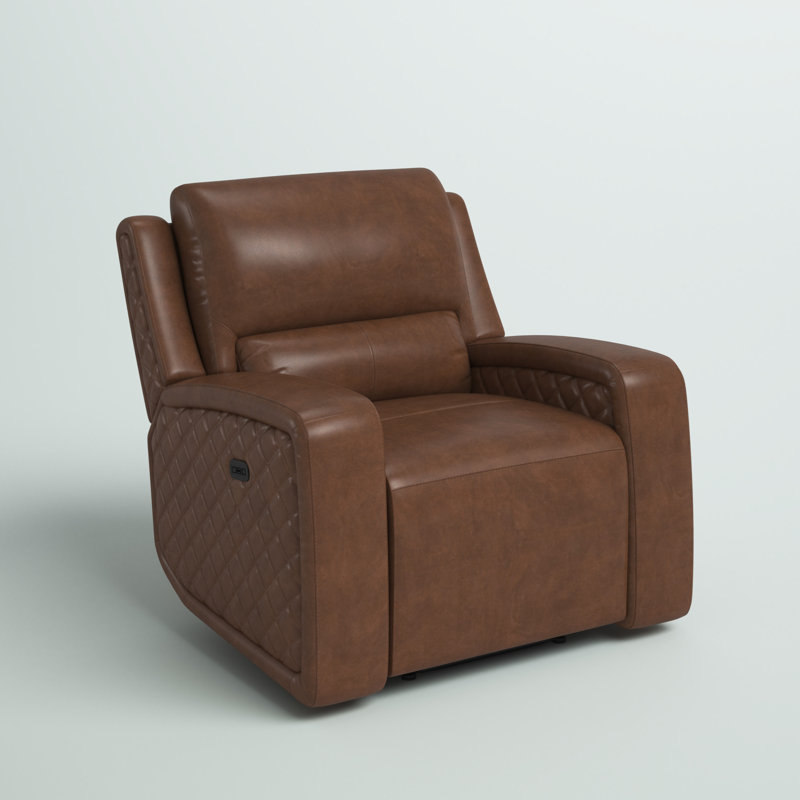 Drew Power Recliner, Camel Genuine Leather