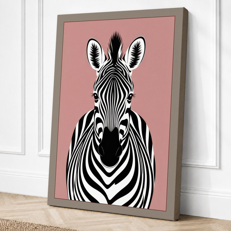 Striped Portrait Modern - Print, 30x20 - 76.2 x 50.8 cm, Taupe Border