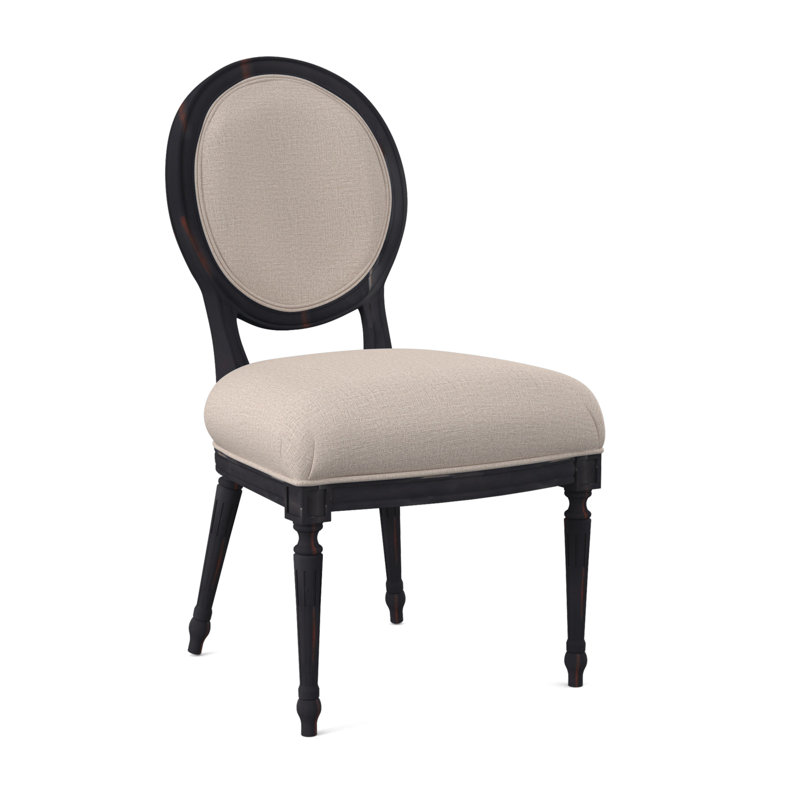 Chaise d'appoint Dauphin, Ébène vintage, Lin Elise
