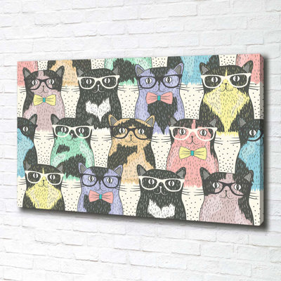 Cats With Glasses - Wrapped Canvas Print