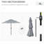 Parasol de marché extérieur gris foncé de 9 pi 3 po avec manivelle et bouton-poussoir inclinable pour terrasse de jardin gris avec paire de patios
