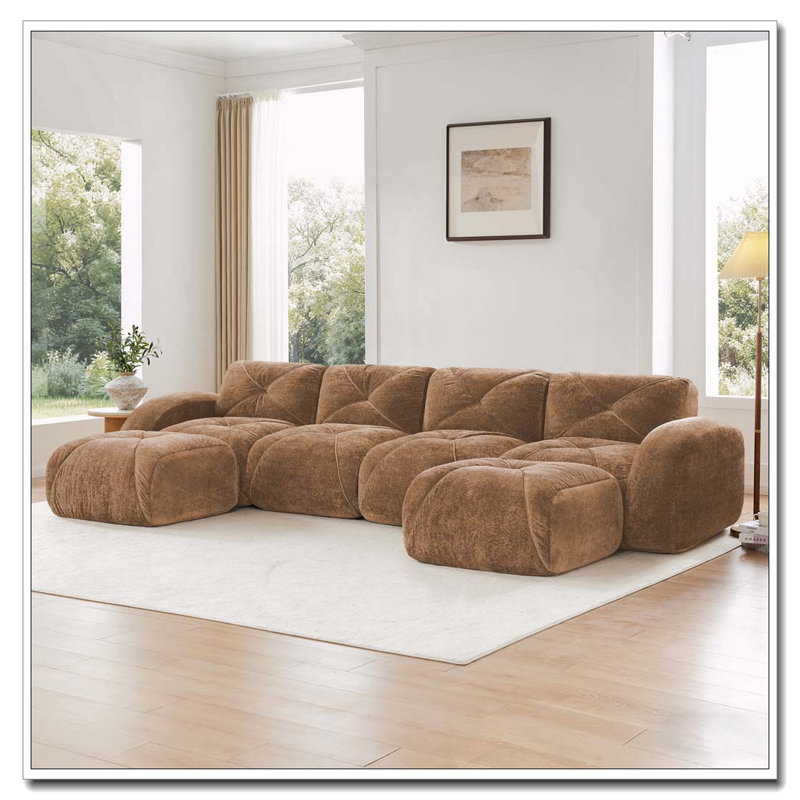 Canapé en forme de U sans os, conception capitonnée, fond en éponge haute densité 32D, conception antidérapante, aucun assemblage requis, combinaison libre, repose-pieds mobiles