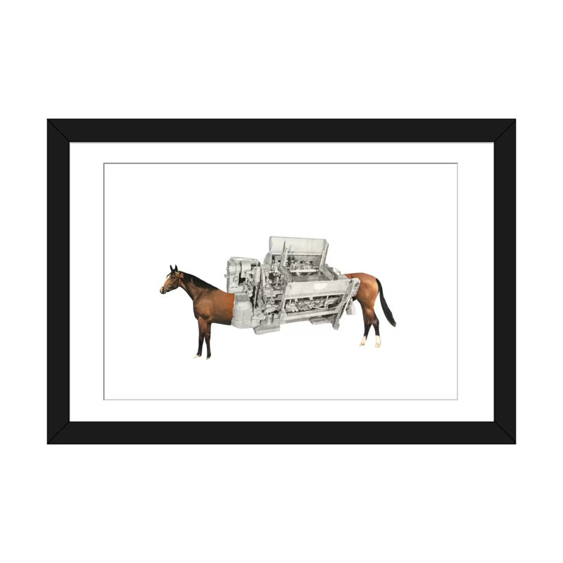 «Horsepower», impression sur toile, H 16 po x l 24 po x P 1 po, Toile avec cadre noir, Blanc