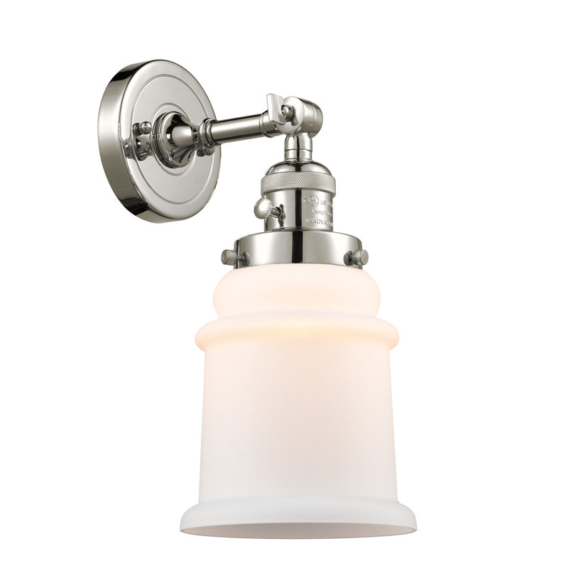 Galaviz Armed Sconce, 60 Watt Vintage Incandescent Bulb, Polished Nickel, Matte White Cased