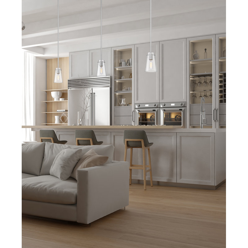 Luminaire suspendu 1 lumière Vilmos, H 53 po x l 5 po x P 5 po, Chrome