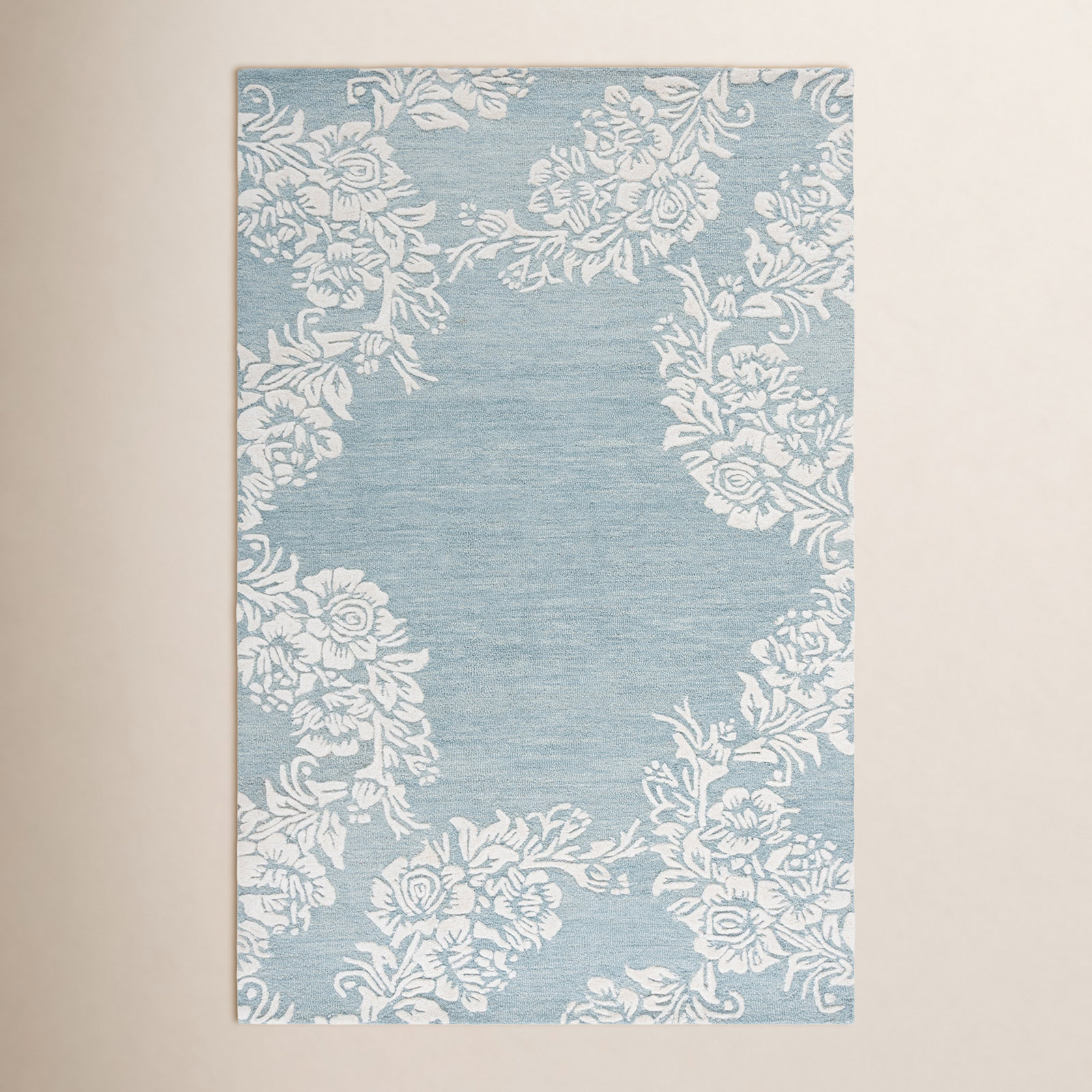 Hand-Tufted Wool Floral Rug, Rectangle 5' x 8'