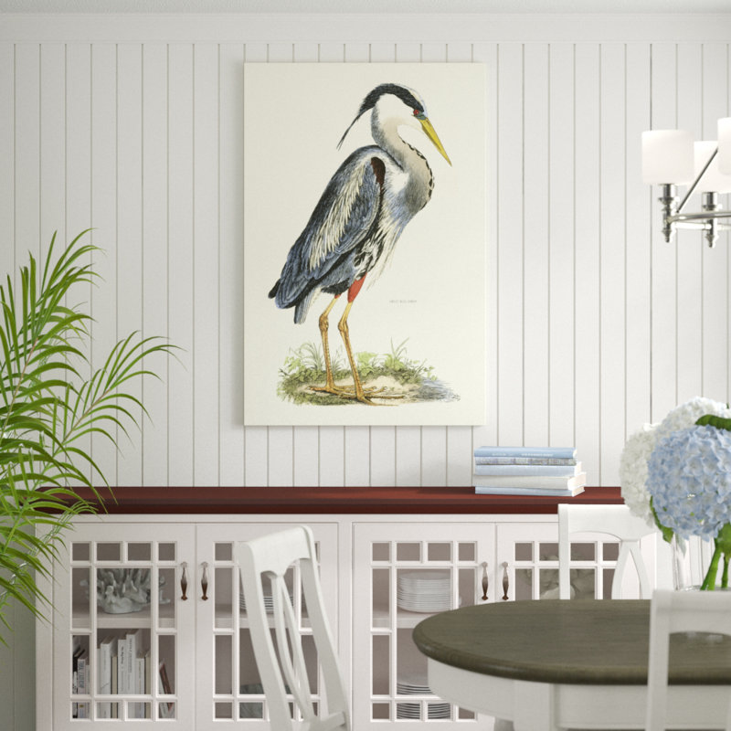 «Custom Great Blue Heron (Mi)», peinture sur toile, H 48 po x l 32 po
