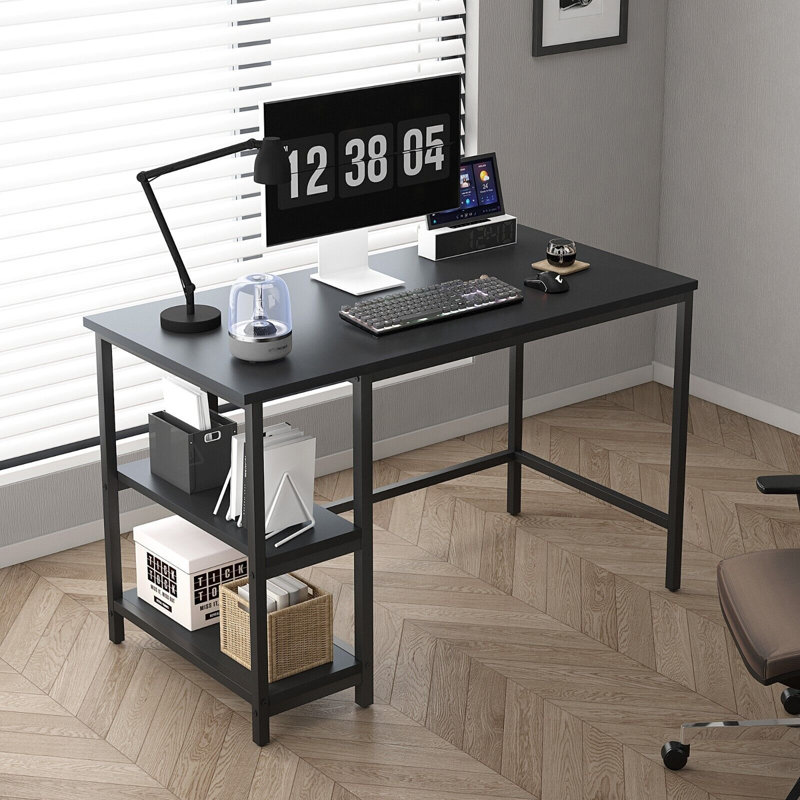 Addasyn Rectangle Computer Desk, Black, 75cm H x 100cm W x 50cm D