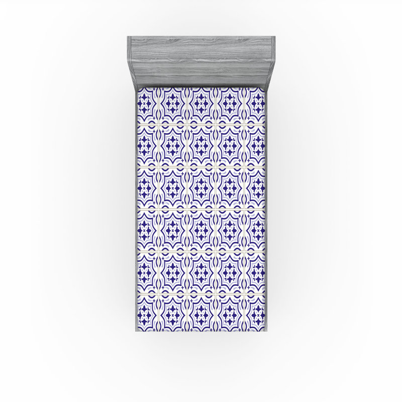 Drap-housse Ambesonne, paquet de 2, Drap-housse de taille simple, Violet / bleu / oriental gris