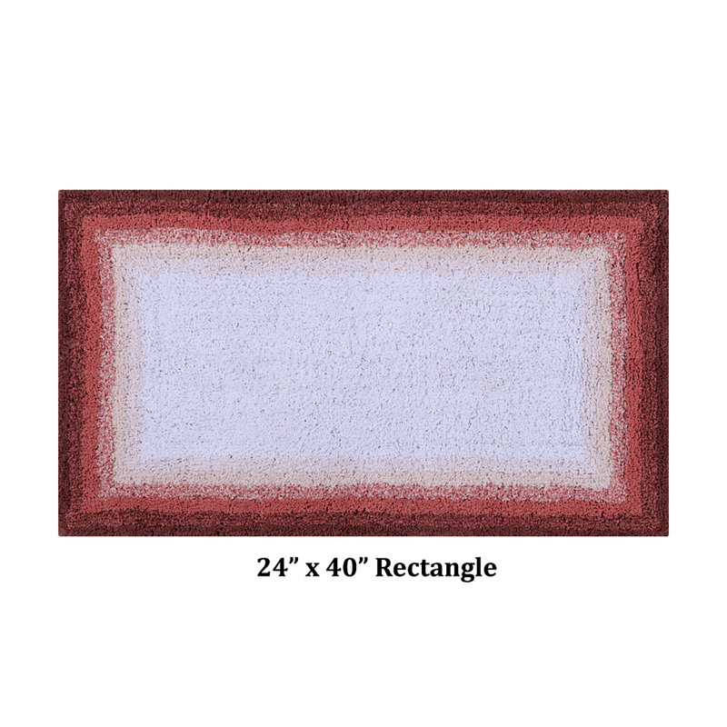Tapis de bain touffeté 100% coton Orme avec envers antidérapant, lavable à la machine, tapis de bain ultra doux et absorbant pour douche, baignoire, lavabo et coiffeuse, rectangle 24 po x 40 po, rose
