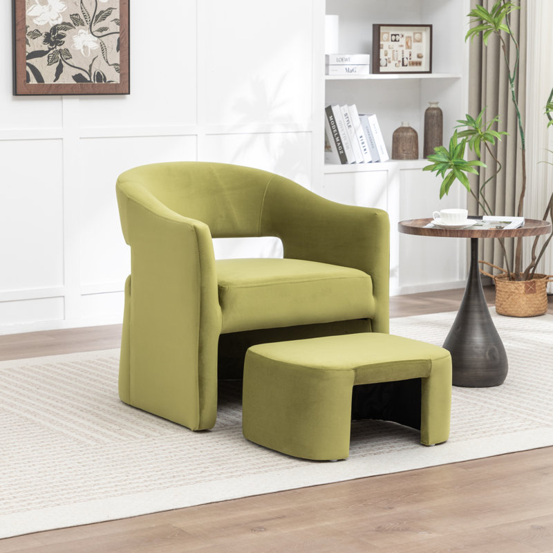 Fauteuil demi-tonneau avec repose-pieds Kyah, Vert