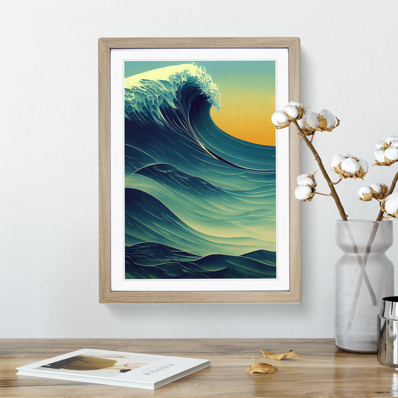 Sunset Ocean Wave No.2 - Wall Art, 34cm H x 25cm W, Paper, No Matte