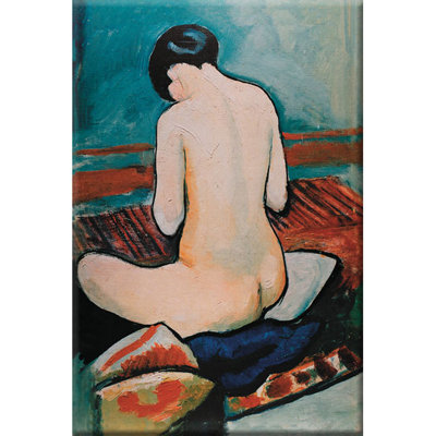 Sitzender Akt Auf Kissen by August Macke - Wrapped Canvas Print