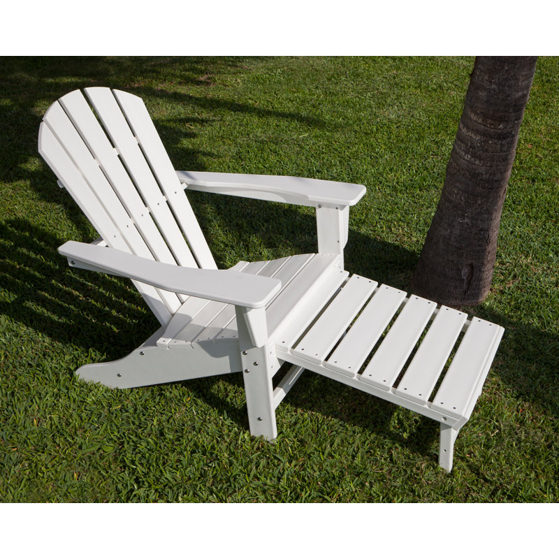 POLYWOOD Palm Coast Ultimate Adirondack with Hideaway Ottoman, White