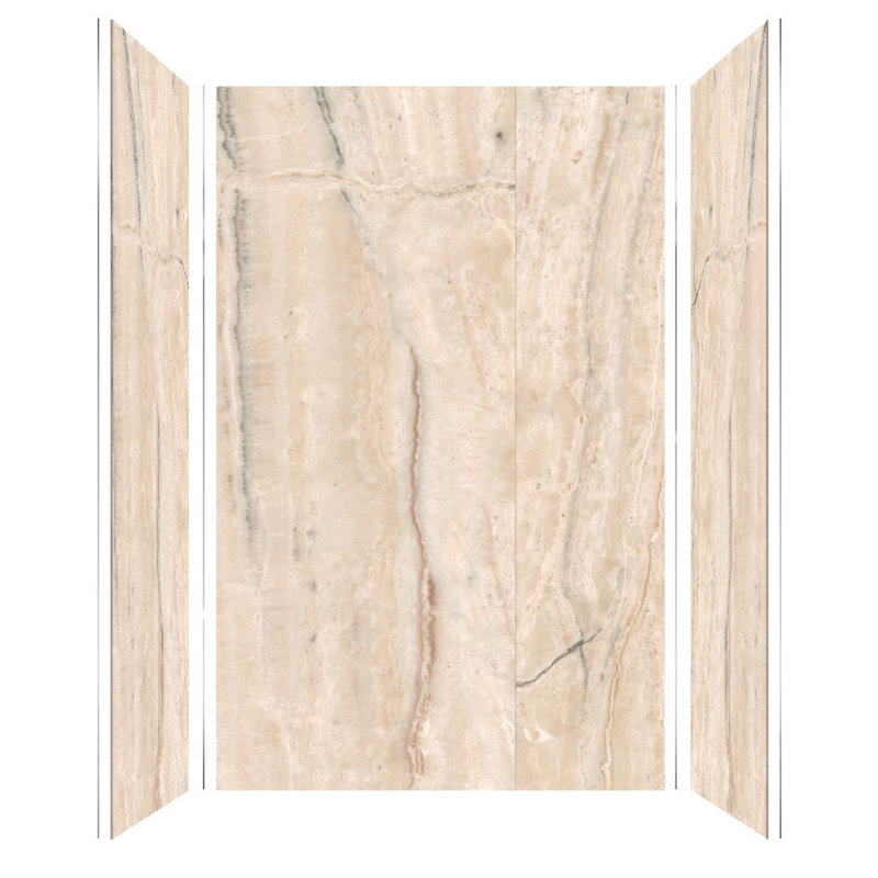 Savanna Creme Glossy Composite Shower Wall Kit, 96" x 60"