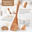 Ensemble 7 pièces d'ustensiles en bois de teck naturel pour la cuisson - cuillères anti-égratignures, spatule et louche pour batterie de cuisine antiadhésive, résistant à la chaleur avec prise confortable, ustensiles de cuisine faciles à nettoyer