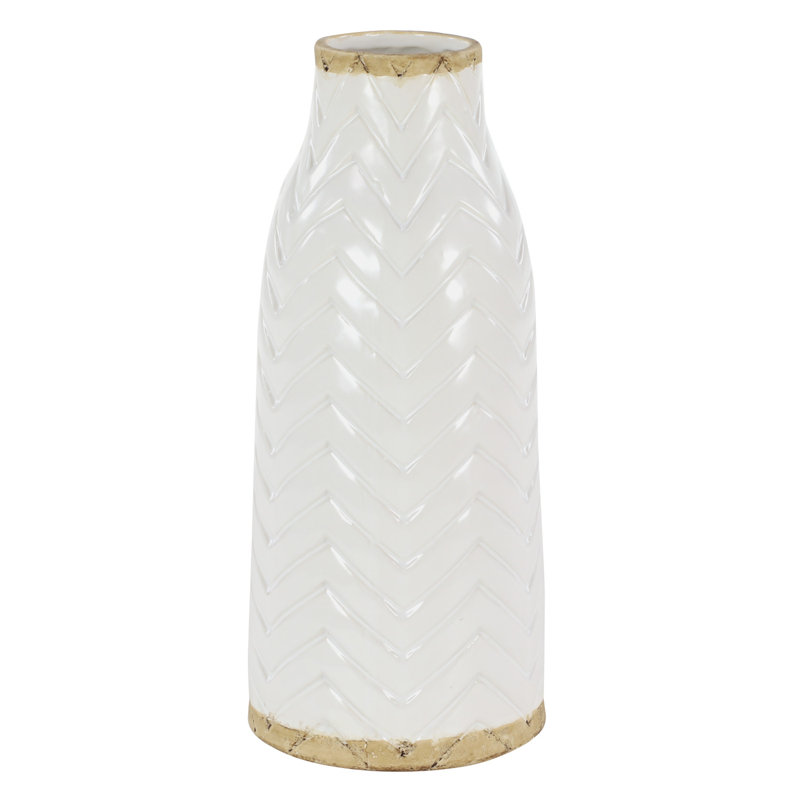 Liesel 16" H Hand-Painted Chevron Porcelain Table Vase 