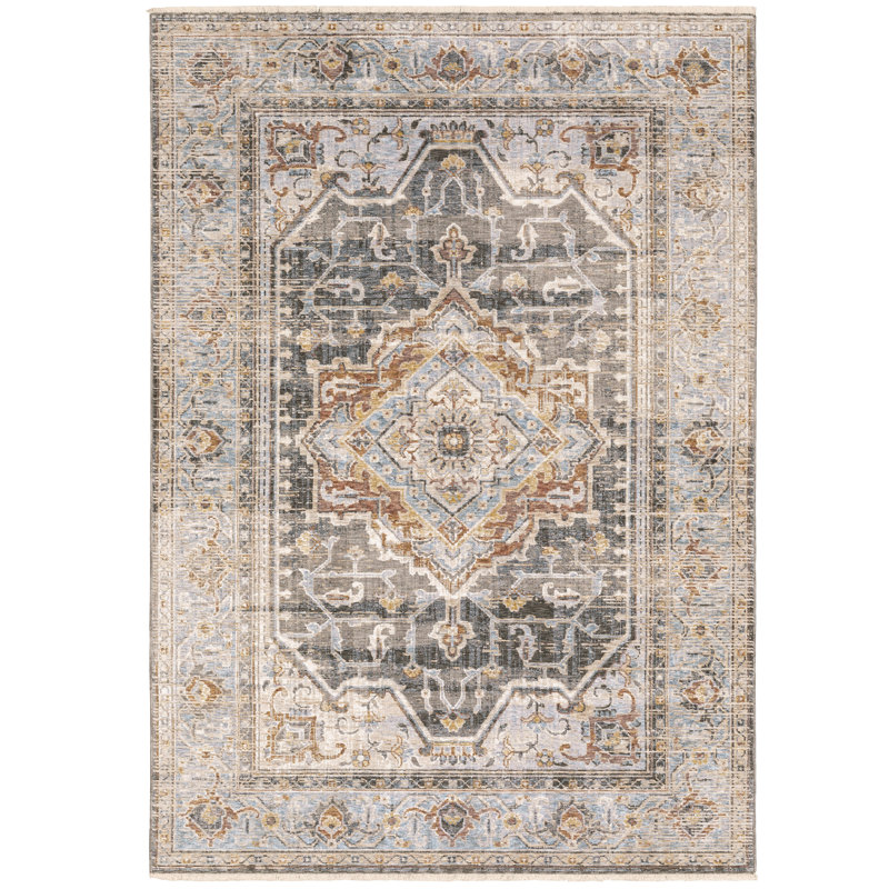 Tapis gris tissé à la machine Milbury, Rectangle 7 pi 10 po x 11 pi 2 po