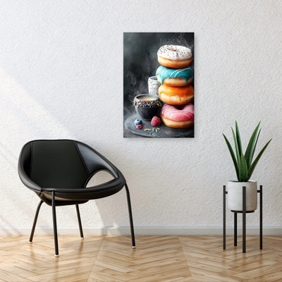 Donuts 3 Food Art Classic Rustic Contemporary Wall Art Print 1 Piece Wrapped Canvas Wall Art