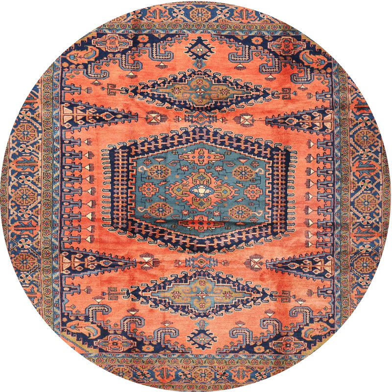 Tapis 100% traditionnel lavable à la machine 3923, Rond 7 pi
