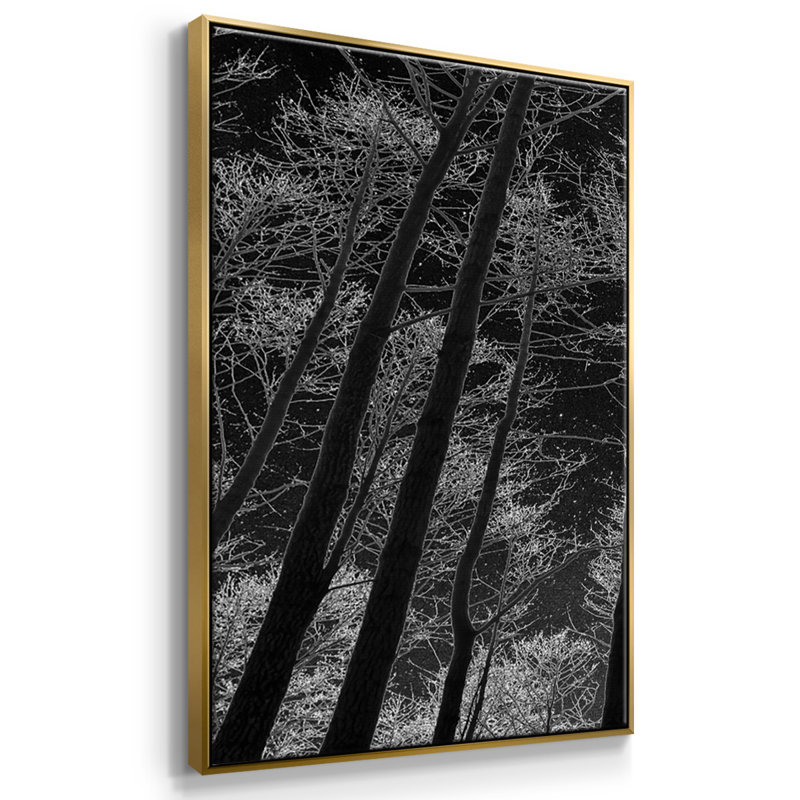 Ciel nocturne encadré sur toile, 3 pièces, H 36 po x l 75 po x P 2 po, Or