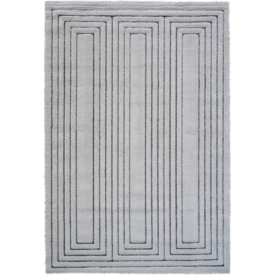 Nina Faye Ivory and Charcoal Recycled Polyester Area Rug